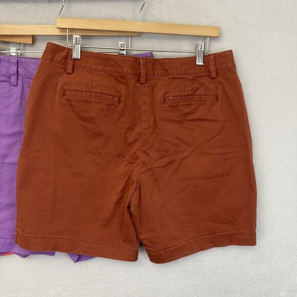 Lot of 3 Lands' End Chino Shorts Womens 10 Coral Purple Brown Casual Cotton - Picture 4 of 14